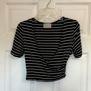 Black & white striped crop top! Very high quality!